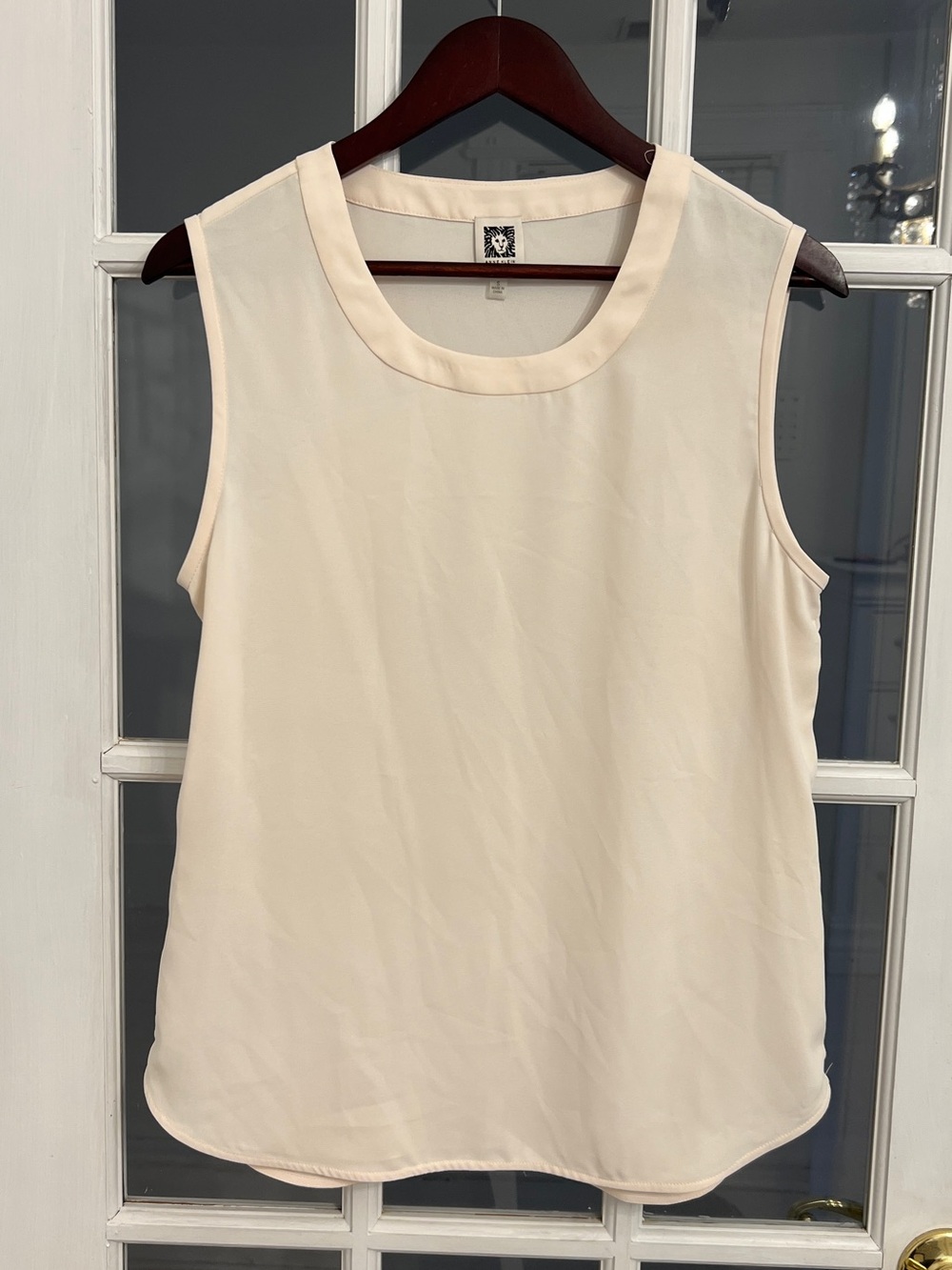 ANNE KLEIN Women’s Ivory Scoop Neck Flowy Dressy Tank Top Size S